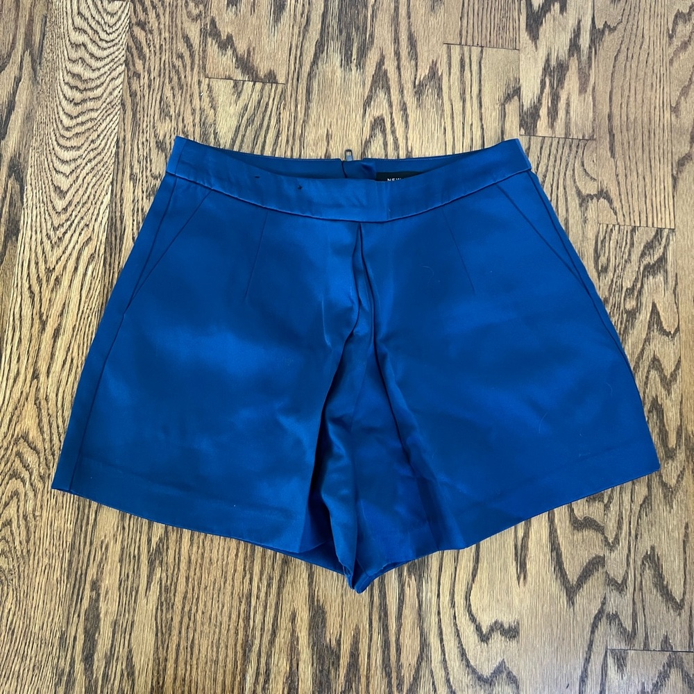 Blue Satin Women's Shorts (Skort)